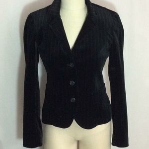 J. Crew Black Velvet Striped Schoolboy Blazer Size 4 EUC